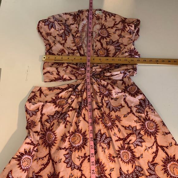 ALC Dress Womens 6 Multi Alexandria Gathered Cutout Waist Poplin Cap Sleeve Midi - Picture 9 of 15